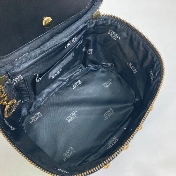 VERSACE vintage stripe Hand Bag pouch with mirror Vanity bag Multicolore - Picture 12 of 16